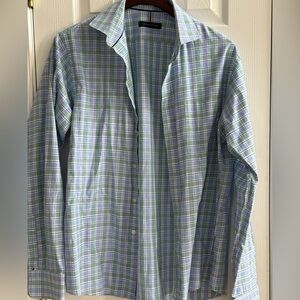 Tommy Hilfiger Blue and Green Plaid Men's Shirt 16/16.5 36/37 L